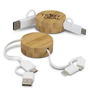 Travel Gear Amenities: Bamboo Retractable Charging Cable