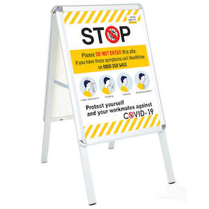 Covid 19 Footpath Signs: Covid-19 - Insert Replaceable A2 Aluminium A Frame - V1