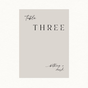 Table Numbers: Bethany Table Number