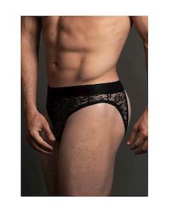 Male Lingerie: Lace Open Back Brief l/xl