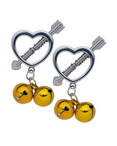 Bondage 1: Kink - Heart Nipple Clamps with golden balls