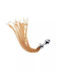 For Couples: Kink anal Plug - Gold Tassle 11 inch