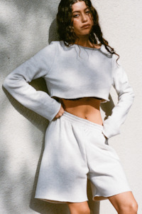 Tops: Joanna Crop Sweatshirt | Ash Grey