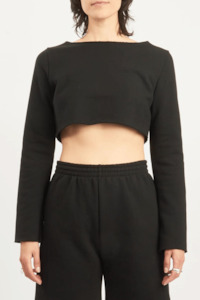 Tops: Joanna Crop Sweatshirt | Black