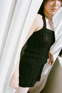 Aran Knitted Shorts | Black