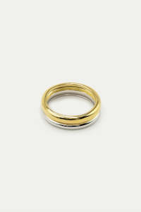 Two Toned Curve Ring | Gold and Silver