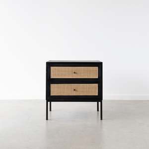 Cardrona 2 Draw Side Table - Black