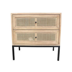 Bedside Tables: Cardrona 2 Draw Side Table - Natural