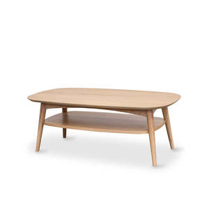 Coffee Tables: Oslo Coffee Table Shaped with Shelf Natural