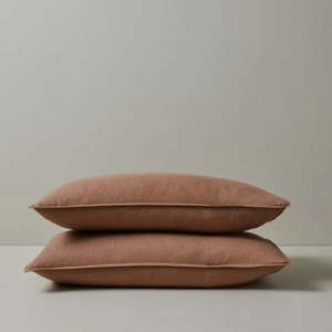 Bedroom Homeware: Ravello Linen Pillowcase - Biscuit