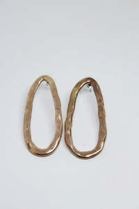 Bronze, Oval Stud Earrings- #113