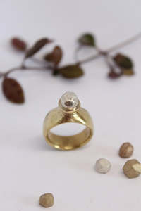 Paloma Black Jewellery: Brass + Silver Pedestal Rock Ring  - #109