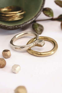 Paloma Black Jewellery: Silver Square Solitaire Stacker Ring  - #105