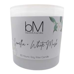 Sale: LIMITED EDITION White Glass Double Wick Candle - Camellia + White Musk
