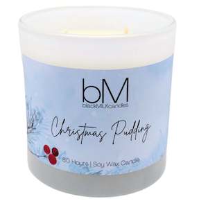 Christmas 2024: LIMITED EDITION White Glass Double Wick Candle - Christmas Pudding