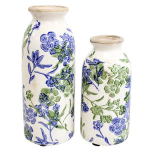 Bud Vase S/2 Botanical Blue