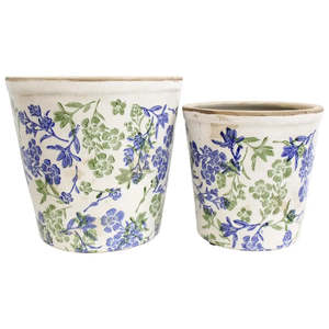 Planter S/2 Botanical Blue