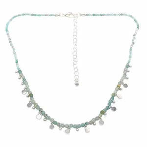 SP BEADS WITH METAL DISC- SILVER/AMAZONITE