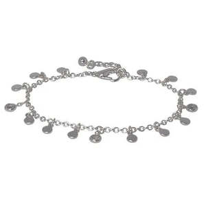 Fabienne Bracelets: METAL DISC & CZ CHARM BR SILVER/CLEAR