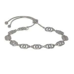 Fabienne Bracelets: DBL CIRCLE LINK CHAIN SLIDER- SILVER
