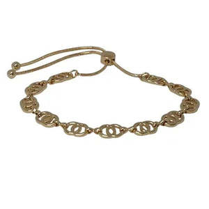 Fabienne Bracelets: DBL CIRCLE LINK CHAIN SLIDER- GOLD