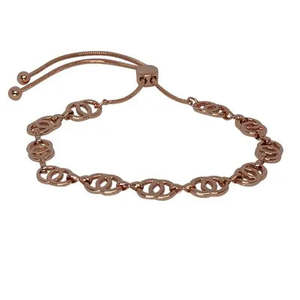 Fabienne Bracelets: DBL CIRCLE LINK CHAIN SLIDER- ROSE GOLD