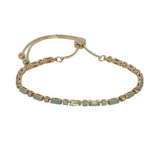 Fabienne Bracelets: RECT & RND CRYSTAL SLIDER- SILVER/PAC OPAL