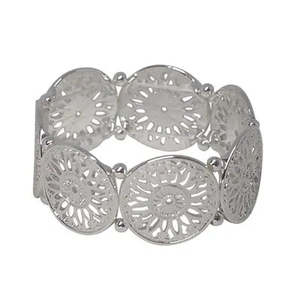 Fabienne Bracelets: FILIGREE FLOWER STRETCH- SILVER