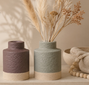 Mini Textured Ceramic Vase Set- 2 for $10