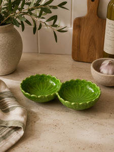 Kitchen Homewares: Double Ceramic Dip Bowl