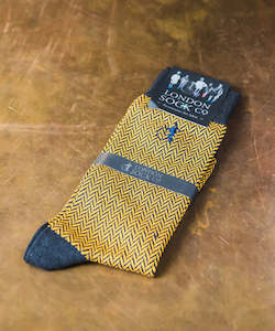 Socks: Bond Street Herring Bone, Yellow - By London Sock Company