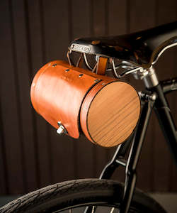 Cycling Accessories: Walnut Saddle Leather Barrel Bag - Honey