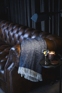 Throw Blanket - Bronte by Moon - Navy Herringbone