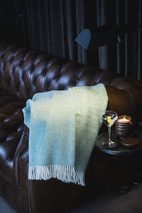 Blankets And Throws: Throw Blanket - Bronte by Moon  - Eucalyptus Herringbone