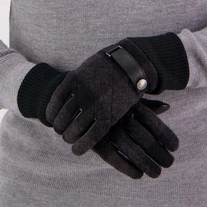 Clothing And Hats: Swanndri Leather Gloves - Grey/Black Check