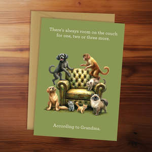 Blackwell Press: New Baby Card - There's always room on the couch for one, two or three more. According to Grandma.