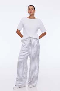 Prints: Supreme Pant - Ivory with Blue Stripe