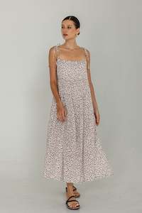 Neutrals: When Time Stood Still Dress - Choc with White/Alyssa Nude/Black Mini Peppa Hart Floral