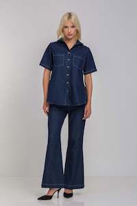 Carter Pant - Denim Blue with Contrast White Stitching