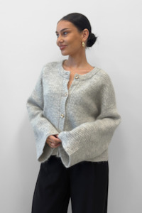 Cardigans: Glow For Me Cardi - Light Grey Marle