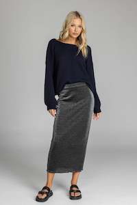 Alina Skirt - Black with Silver Lurex