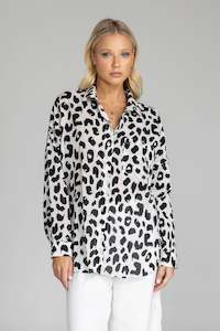 The Workwear Edit: Defiant Shirt - Ivory with Black Leopard Print