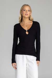 The Workwear Edit: Light Touches Top - Black with Silver detail