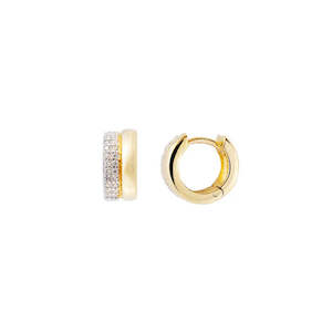 Designer Edit: Fairley - Two-Tone Pave Huggies - Gold / Silver