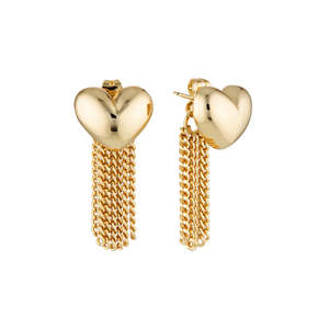 Accessories: GIMME - Paris Puffed Heart Earrings - Gold