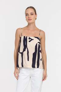 Most Loved: Wild at Heart Top - Cream/Navy Print