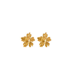 Accessories: Castel & Co - Flower Earrings - Gold