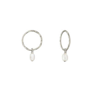 Saint Valentine - Mini Pearl Hoops - Silver