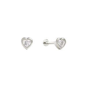Saint Valentine - True Love Flatback Studs - Silver
