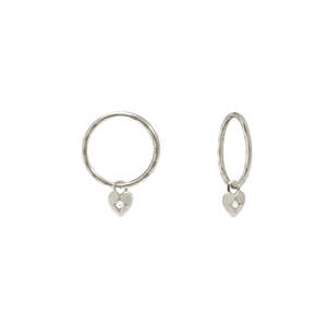 Jewellery: Saint Valentine - Mini Heart Hoops - Silver